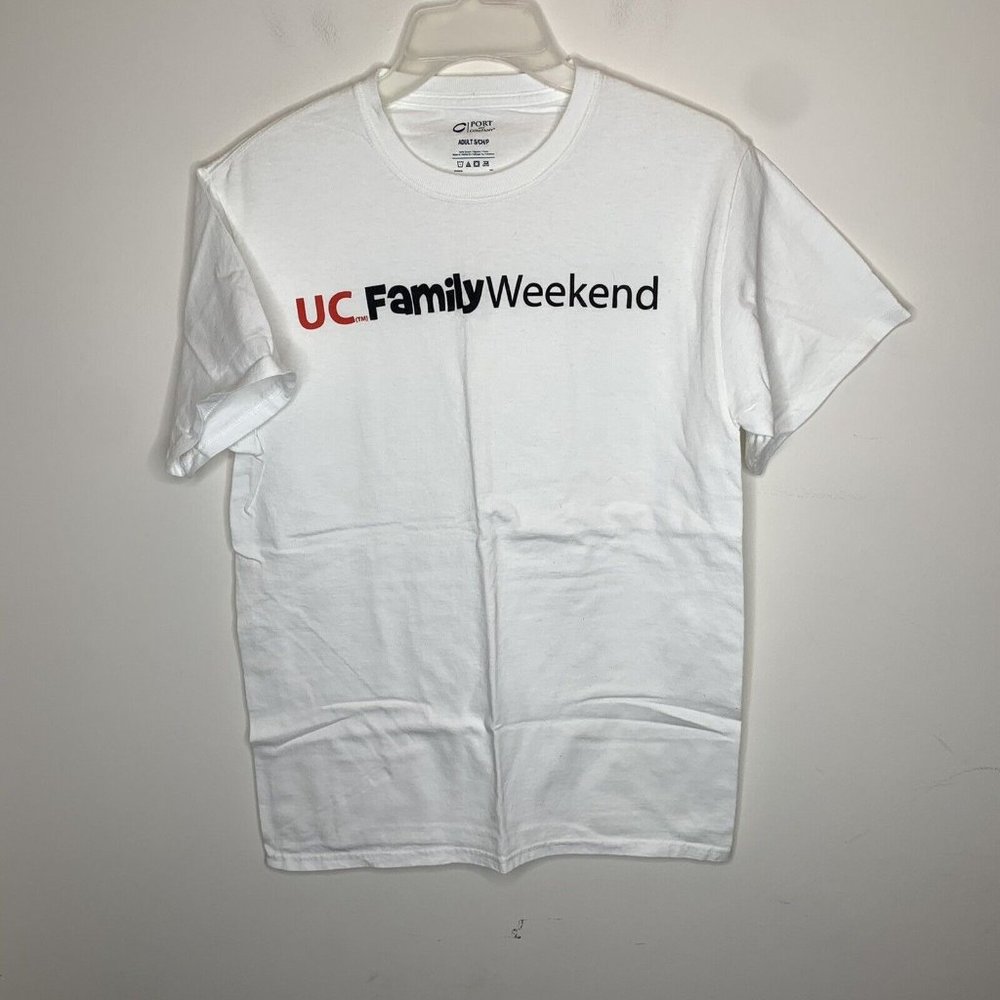 Port & Co Mens S White UC Cincinnati Bearcats Family Weekend Short Sleeve Shirt